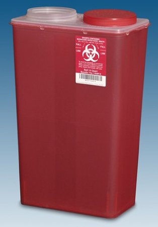 Plasti-Products Sharps Container The Big Mouth Translucent Red Base 16-3/4 H X 11-7/8 W X 6-3/4 D Inch Vertical Entry 3.5 Gallon - Case of 10 - 146014-CS