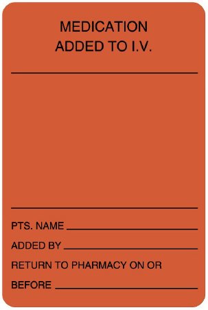United Ad Label Pre-Printed Label Spee-D-Date® Anesthesia Label Fluorescent Red Paper Medication Added To IV Black Medication Instruction 2 X 3 Inch - Roll of 1 - ULHH502-RL