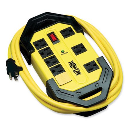 Tripp Lite Protect It! Industrial Safety Surge Protector, 8 AC Outlets, 12 ft Cord, 1,500 J, Yellow/Black - Each - TRP-TLM812SA-EA