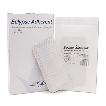 Mediusa Super Absorbent Dressing Eclypse® Adherent 4 X 8 Inch Rectangle - Box of 10 - CR3883-BX