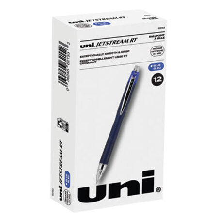uniball® Jetstream Retractable Ballpoint Pen, Fine 0.7 mm, Blue Ink, Blue Barrel - DZ/12 - UBC-62153-DZ