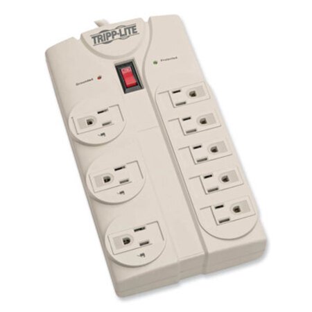 Tripp Lite Protect It! Surge Protector, 8 AC Outlets, 8 ft Cord, 1,440 J, Light Gray - Each - TRP-TLP808-EA