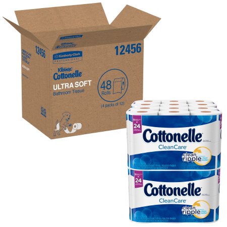 Kimberly Clark Toilet Tissue Kleenex® Cottonelle® Clean Care White 1-Ply Standard Size Cored Roll 170 Sheets 4-1/5 X 4 Inch - Case of 4 - 12456-CS