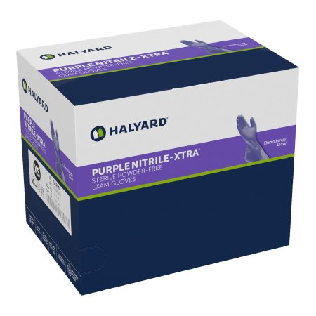 O&M Halyard Inc Exam Glove Purple Nitrile-Xtra™ X-Small Sterile Pair Nitrile Extended Cuff Length Textured Fingertips Purple Chemo Tested - Case of 200 - 14259-CS