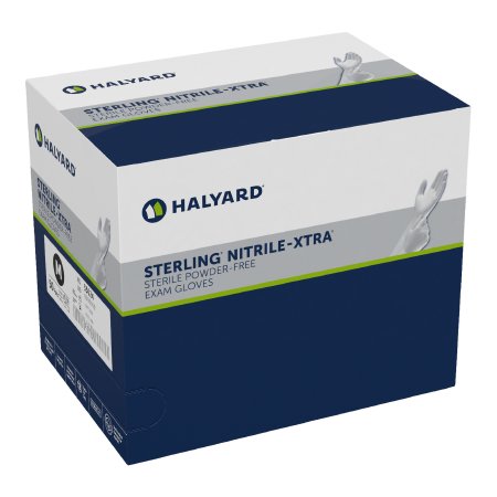 O&M Halyard Inc Exam Glove STERLING-XTRA® Medium Sterile Pair Nitrile Extended Cuff Length Textured Fingertips Gray Not Rated - Case of 200 - 33024-CS