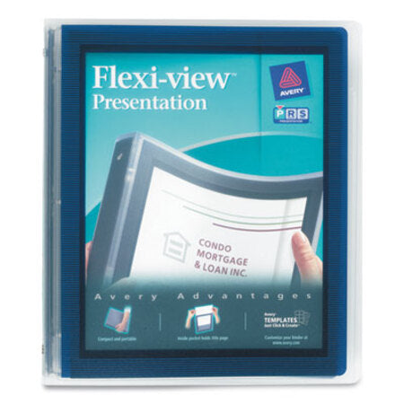 Avery® Flexi-View Binder with Round Rings, 3 Rings, 1" Capacity, 11 x 8.5, Navy Blue - Each - AVE-17685-EA