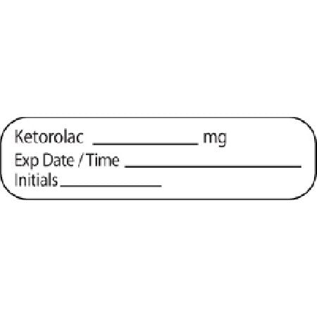 Precision Dynamics Drug Label MedVision® Anesthesia Label Ketorolac_mg Exp_Date/Time_ Int_ White 3/8 X 1-7/16 Inch - Roll of 1 - MV02SW2900P-RL