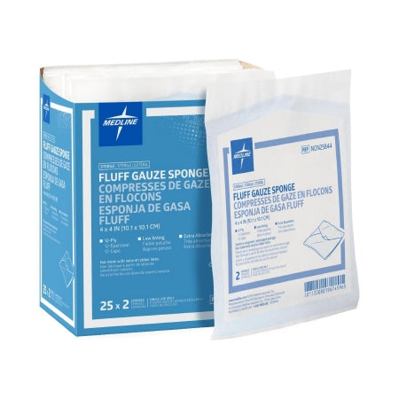 Medline Fluff Dressing Bulkee® 4 X 4 Inch 2 per Pack Sterile 12-Ply Square - Case of 600 - NON25844-CS