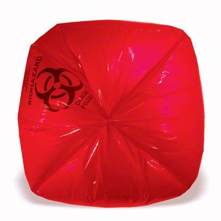 RJ Schinner Co Biohazard Liner 8 to 10 gal. Red Bag HDPE 24 X 24 Inch - Case of 1000 - Z4824MR PR3-CS