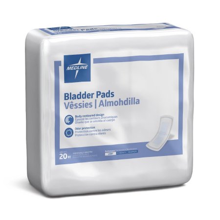 Medline Bladder Control Pad Capri 9-3/4 Inch Length Light Absorbency Polymer Core Regular - Bag of 20 - MSC325100-BG