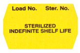SPS Medical Supply Pre-Printed Label Advisory Label Yellow Paper LOAD NO. Ster No./STERILIZED/INDEFINITE SHELF LIFE Black Sterilization Label - Box of 12 - SRL-012-Y-BX