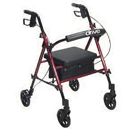 Patterson Medical Supply 4 Wheel Rollator drive™ Red Adjustable Height / Folding Aluminum Frame - Each - 081576974-EA
