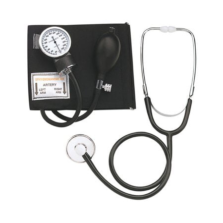 Mabis Healthcare Reusable Aneroid / Stethoscope Set HealthSmart® 33 to 43 cm Large Adult Cuff Single Head General Exam Stethoscope Pocket Aneroid - Each - 04-176-026-EA