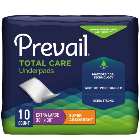 First Quality Disposable Underpad Prevail® Total Care™ 30 X 30 Inch Polymer Heavy Absorbency - Case of 120 - UPS-120-CS