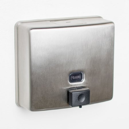 Lagasse Soap Dispenser Bobrick Contura Series Satin Finish Stainless Steel Push Button 40 oz. Wall Mount - Each - BOB4112-EA