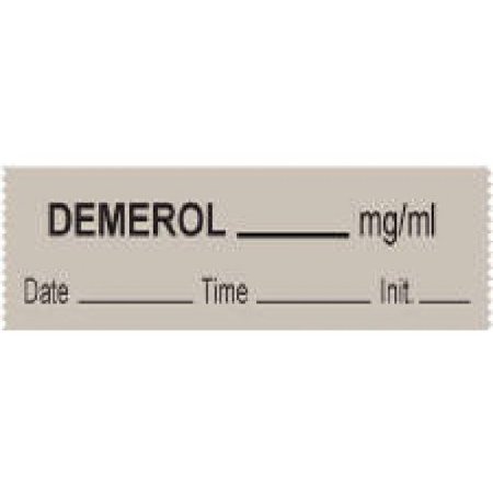 Precision Dynamics Drug Label PDC® Anesthesia Label Demerol_mg/mL Date_Time_Int_ Gray 1/2 X 1 Inch - Roll of 1 - 59709326-RL