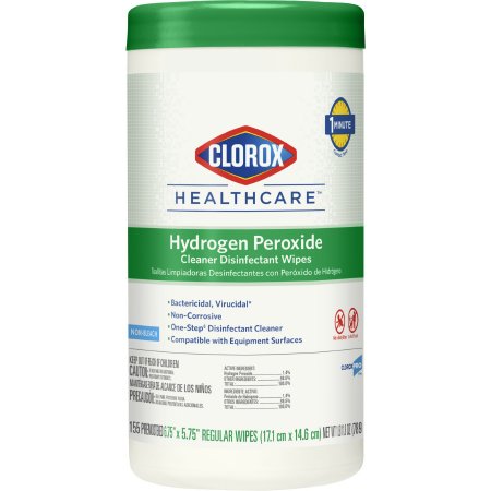 The Clorox Company Clorox Healthcare® Surface Disinfectant Cleaner Premoistened Peroxide Based Manual Pull Wipe 155 Count Canister Unscented NonSterile - Case of 6 - 30825-CS