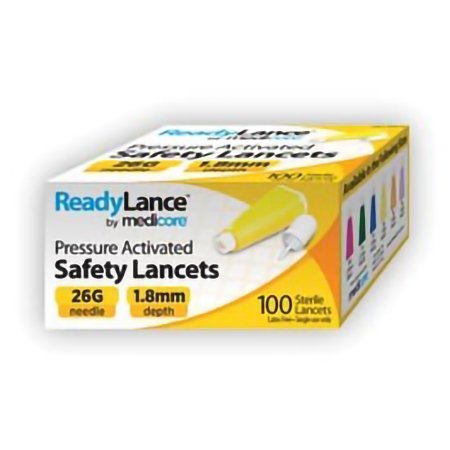 Medicore Medical Safety Lancet ReadyLance™ 26 Gauge Retractable Pressure Activated Finger - Case of 1000 - 804-CS