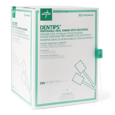 Medline Oral Swabstick DenTips® Foam Tip Untreated - Case of 500 - MDS096502-CS
