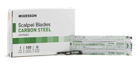 McKesson Surgical Blade McKesson Brand Carbon Steel No. 15 Sterile Disposable Individually Wrapped - Box of 100 - 1635-BX