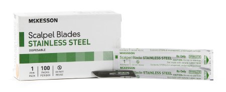McKesson Surgical Blade McKesson Brand Stainless Steel No. 10 Sterile Disposable Individually Wrapped - Box of 1 - 1640-BX