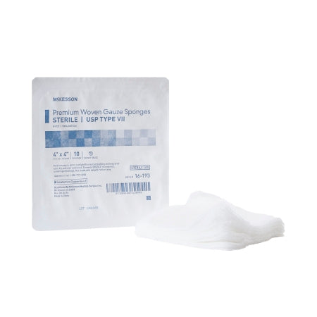 McKesson Gauze Sponge McKesson 4 X 4 Inch 10 per Tray Sterile 8-Ply Square - Box of 1 - 16-193-BX