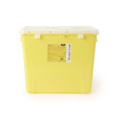 McKesson Chemotherapy Waste Container McKesson Prevent® Yellow Base 13-1/2 H X 17-3/10 W X 13 L Inch Vertical Entry 8 Gallon - Case of 9 - 2258-CS