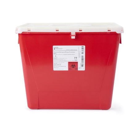 McKesson Sharps Container McKesson Prevent® Red Base 13-1/2 H X 17-3/10 W X 13 L Inch Vertical Entry 8 Gallon - Case of 9 - 2266-CS