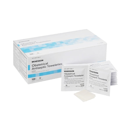 McKesson Obstetrical Wipe McKesson Individual Packet BZK (Benzalkonium Chloride) Clean Scent 100 Count - Box of 1 - 268-BX
