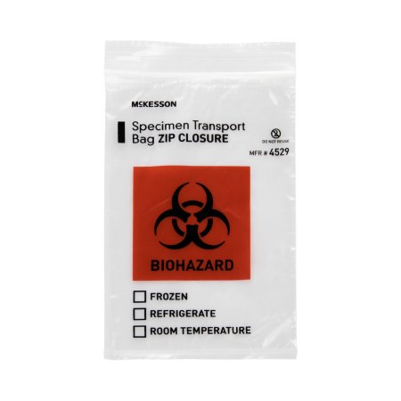 McKesson Specimen Transport Bag McKesson 6 X 9 Inch Zip Closure Biohazard Symbol / Storage Instructions NonSterile - Case of 1000 - 4529-CS