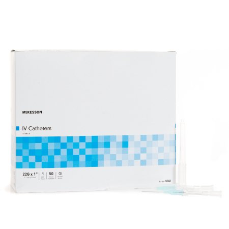 McKesson Peripheral IV Catheter McKesson 22 Gauge 1 Inch Without Safety - Box of 50 - 6048-BX