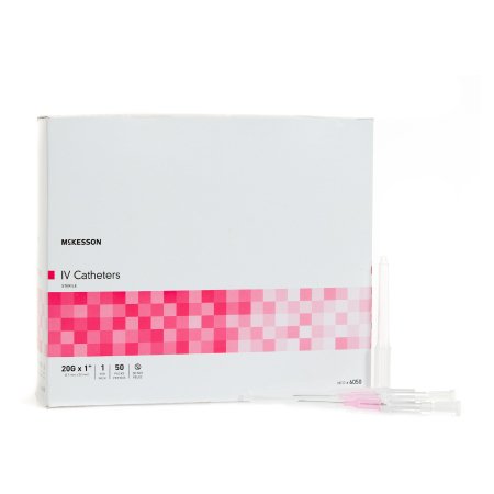 McKesson Peripheral IV Catheter McKesson 20 Gauge 1 Inch Without Safety - Box of 50 - 6050-BX