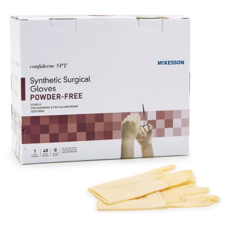 McKesson Surgical Glove McKesson Confiderm® SPT Size 8 Sterile Polychloroprene / Polyisoprene Standard Cuff Length Textured Fingertips Yellow Not Chemo Approved - Box of 40 - 917VA-BX