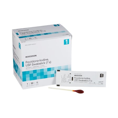 McKesson Impregnated Swabstick McKesson 10% Strength Povidone-Iodine Individual Packet Sterile - Case of 500 - 986-CS