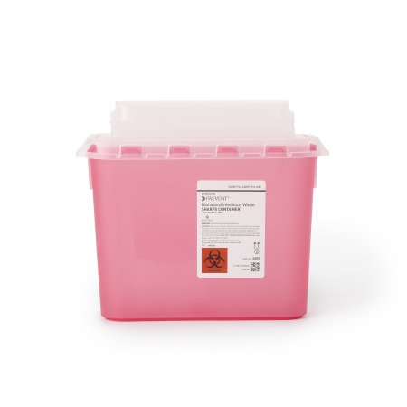 McKesson Sharps Container McKesson Prevent® Red Base 11 H X 12 W X 4-3/4 D Inch Horizontal Entry 1.35 Gallon - Each - 2269-EA