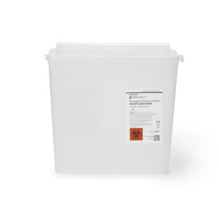 McKesson Sharps Container McKesson Prevent® Translucent Base 10-3/4 H X 10-1/2 W X 4-3/4 D Inch Horizontal Entry 1.25 Gallon - Each - 2261-EA