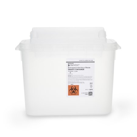 McKesson Sharps Container McKesson Prevent® Translucent Base 11 H X 12 W X 4-3/4 D Inch Horizontal Entry 1.35 Gallon - Each - 2270-EA