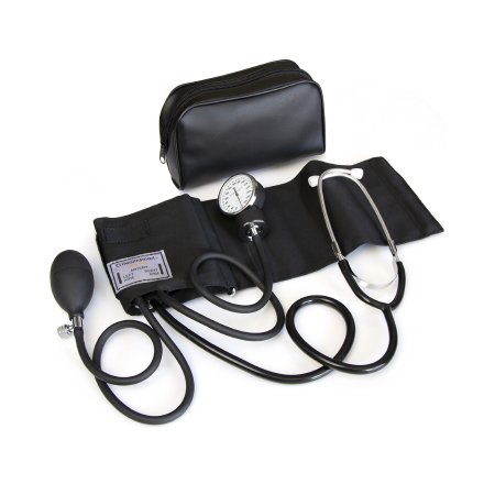 Mabis Healthcare Reusable Aneroid / Stethoscope Set HealthSmart® 25 to 36 cm Adult Cuff Single Head General Exam Stethoscope Pocket Aneroid - Each - 04-176-021-EA