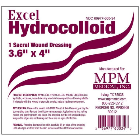 MPM Medical Hydrocolloid Dressing Excel 3-3/5 X 4 Inch Sacral - Case of 50 - MP00606-CS