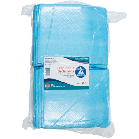 Dynarex Disposable Underpad Dynarex® 23 X 36 Inch Fluff Light Absorbency - Bag of 50 - 1346-BG