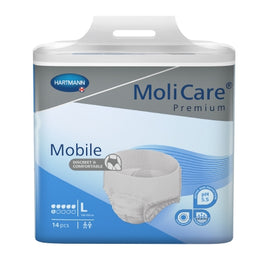 Hartmann Unisex Adult Absorbent Underwear MoliCare® Premium Mobile 6D Pull On with Tear Away Seams Large Disposable Moderate Absorbency - Bag of 14 - 915833-BG