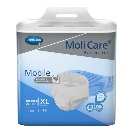 Hartmann Unisex Adult Absorbent Underwear MoliCare® Premium Mobile 6D Pull On with Tear Away Seams X-Large Disposable Moderate Absorbency - Bag of 14 - 915834-BG