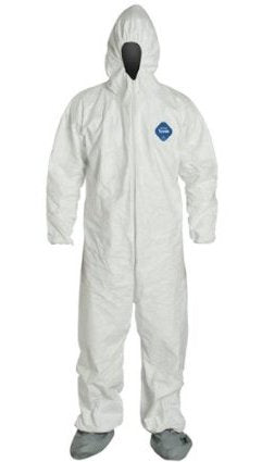 Fisher Scientific Coverall with Hood and Boot Covers DuPont™ Tyvek® Large White Disposable NonSterile - Case of 25 - 01-361-2C-CS