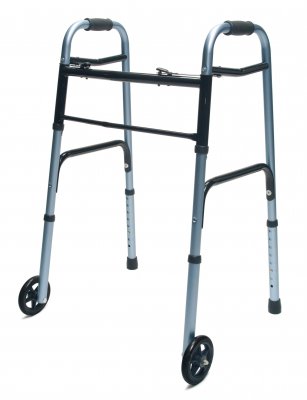 Graham-Field Dual Release Folding Walker Adjustable Height Lumex® Everyday Aluminum Frame 300 lbs. Weight Capacity 32 to 39 Inch Height - Each - 716270BK-1-EA