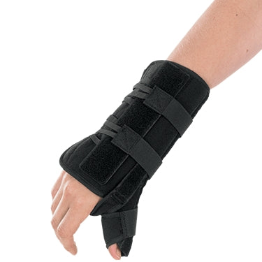 Breg Wrist Brace with Thumb Spica Apollo Universal Aluminum / Foam Left Hand Black One Size Fits Most - Each - 10058-EA
