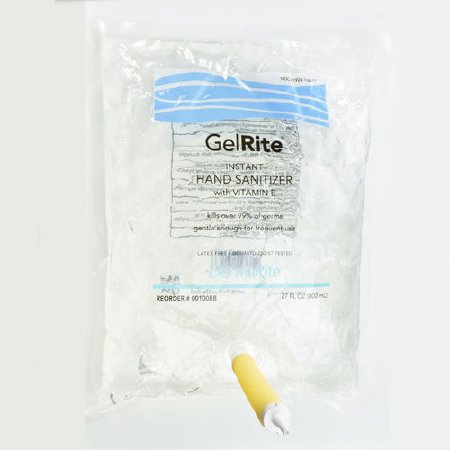 DermaRite Industries Hand Sanitizer GelRite® 800 mL Ethyl Alcohol Gel Dispenser Refill Bag - Case of 12 - 00100BB-CS