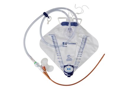 Cardinal Indwelling Catheter Tray Dover™ Premium Foley 18 Fr. 5 cc Balloon Silver Hydrogel Coated Silicone - Case of 10 - PP18XSD-CS