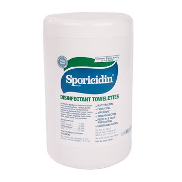 Contec Inc Sporicidin® Surface Disinfectant Cleaner Premoistened Manual Pull Wipe 180 Count Canister Fresh Scent NonSterile - Case of 12 - CAN-18012F-CS