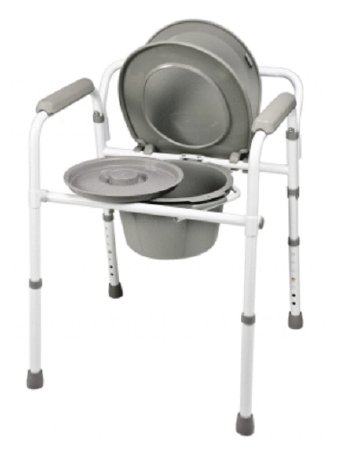 Graham-Field 3-in-1 Commode Chair Lumex® Padded Fixed Arms Steel Frame Back Bar 300 lbs. Weight Capacity - Case of 4 - 7108A-CS