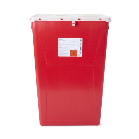 McKesson Sharps Container McKesson Prevent® Red Base 24-3/5 H X 17-3/10 W X 13 L Inch Vertical Entry 18 Gallon - Case of 7 - 2268-CS